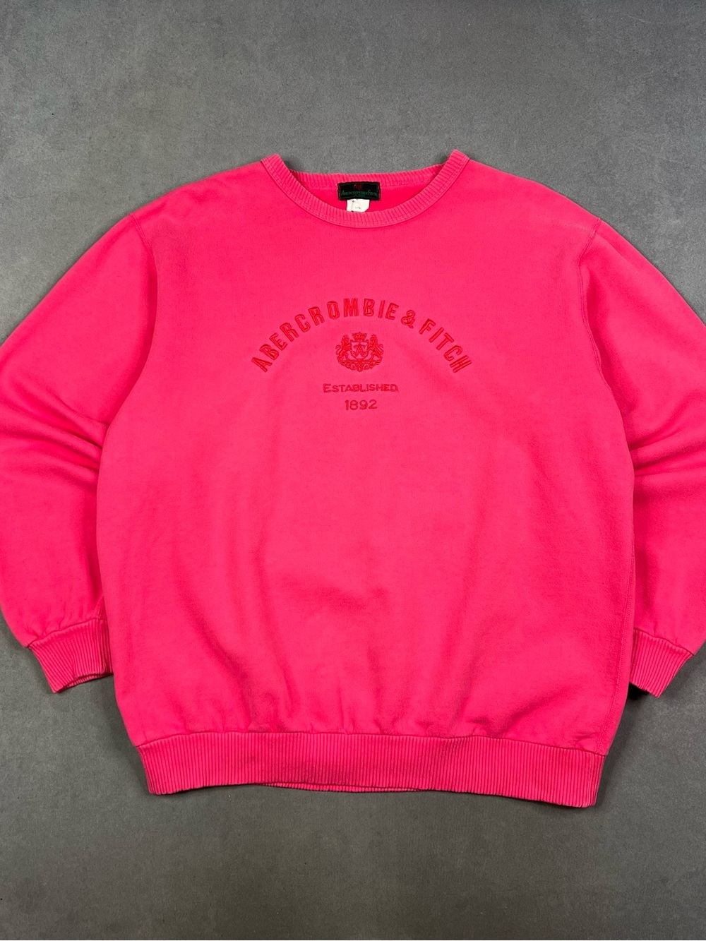 Vintage Abercrombie & Fitch Men's Crewneck Sweatshirt in Hot Pink 100% Cotton